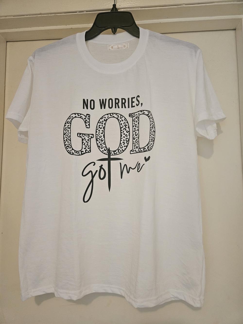 New No Worries GOD Got Me White Graphic Tee - Men's Faith Shirt